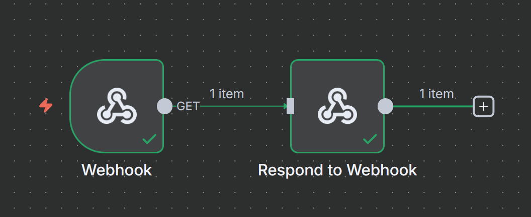 A workflow that goes: Webhook → Respond to Webhook
