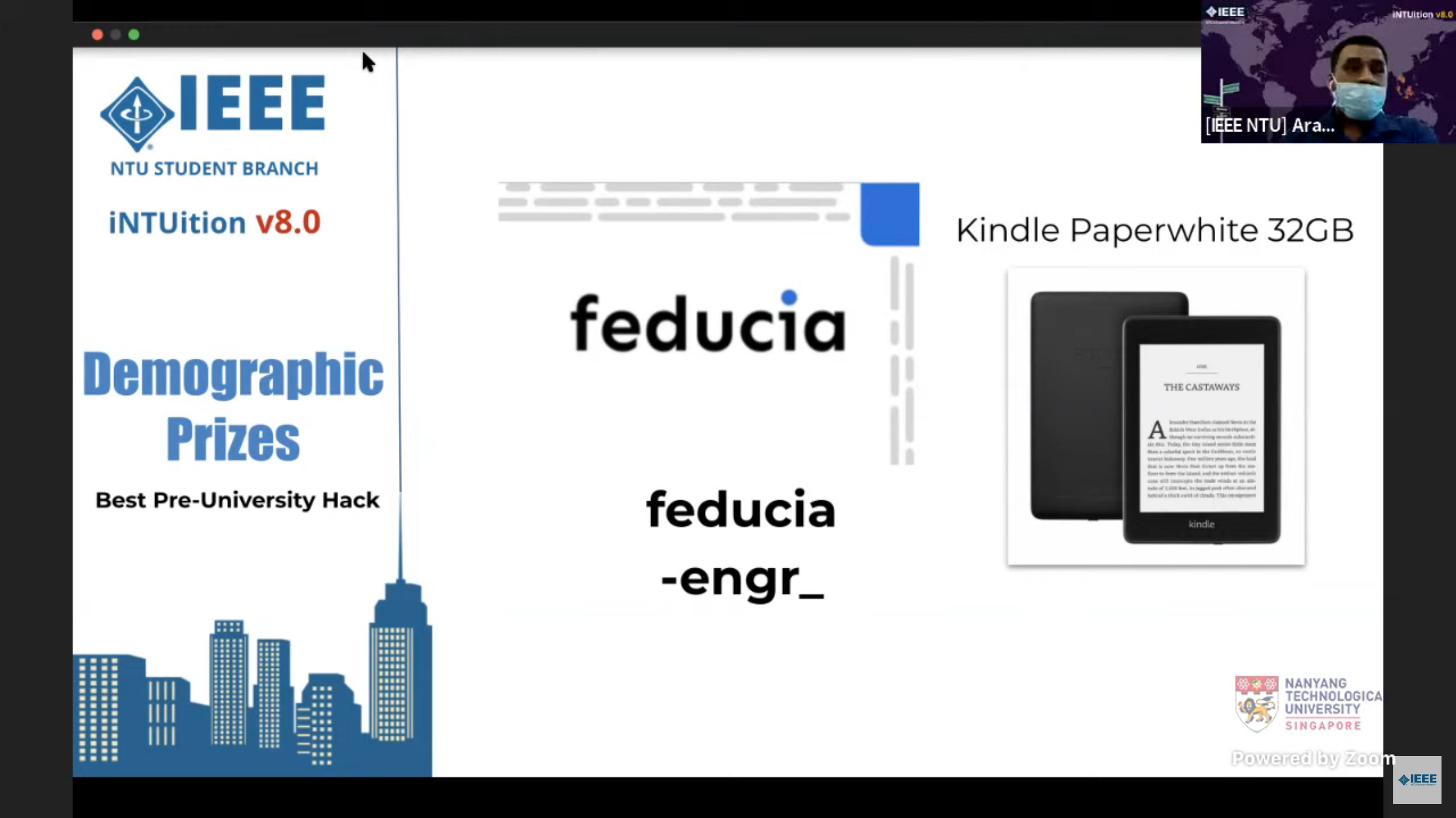 Our project, feducia, presented as Best Pre-University Hack